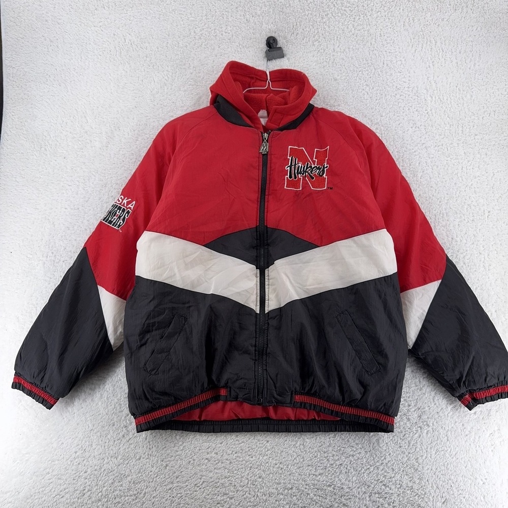 Vintage Nebraska Cornhuskers Jacket Mens Large NCAA‎ Football Mighty Mac 90s